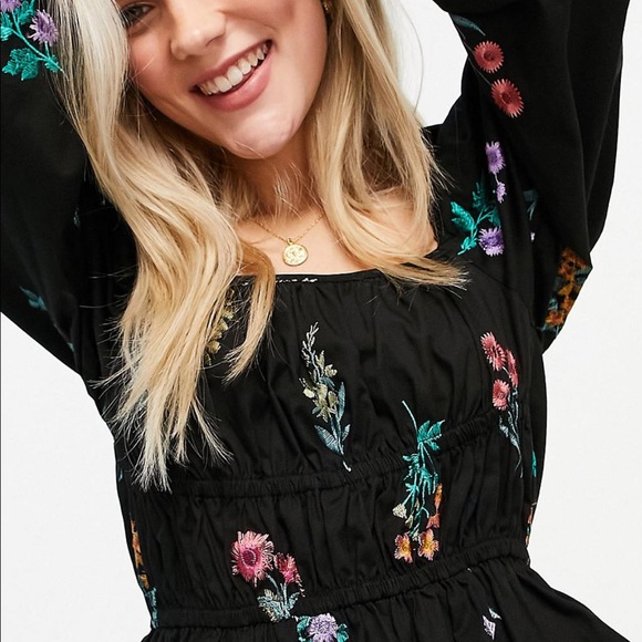 Botanical Black Floral Embroidery Skater Dress by ASOS Design Maternity - Picture 3 of 5